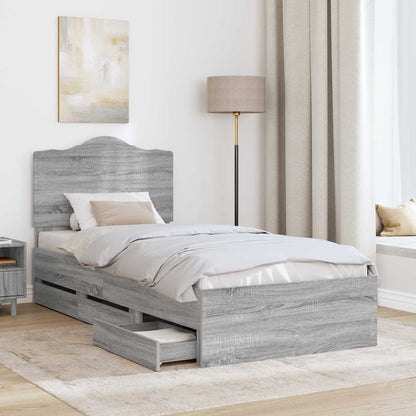 vidaXL Bettrahmen Graues Sonoma 75 x 190 cm Ingenieurs Holz