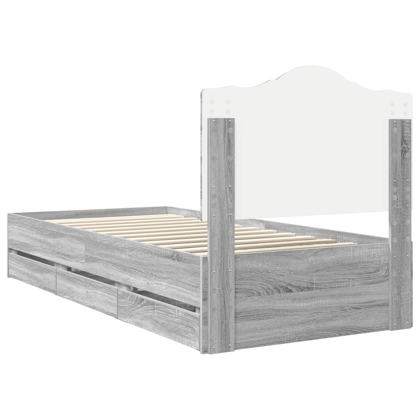 vidaXL Bettrahmen Graues Sonoma 75 x 190 cm Ingenieurs Holz