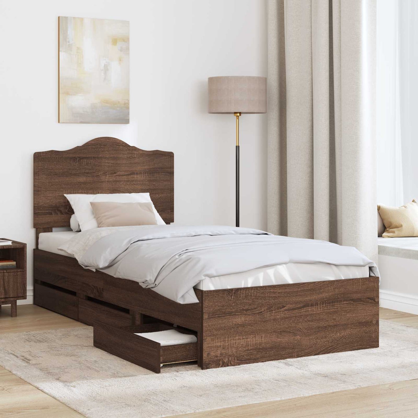 vidaXL Bettrahmen Braun Eichen-Optik 75 x 190 cm Ingenieurs Holz