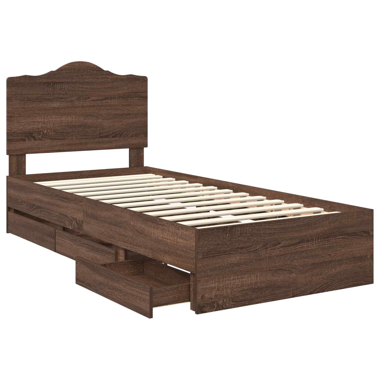 vidaXL Bettrahmen Braun Eichen-Optik 75 x 190 cm Ingenieurs Holz