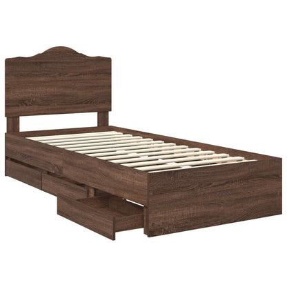 vidaXL Bettrahmen Braun Eichen-Optik 75 x 190 cm Ingenieurs Holz