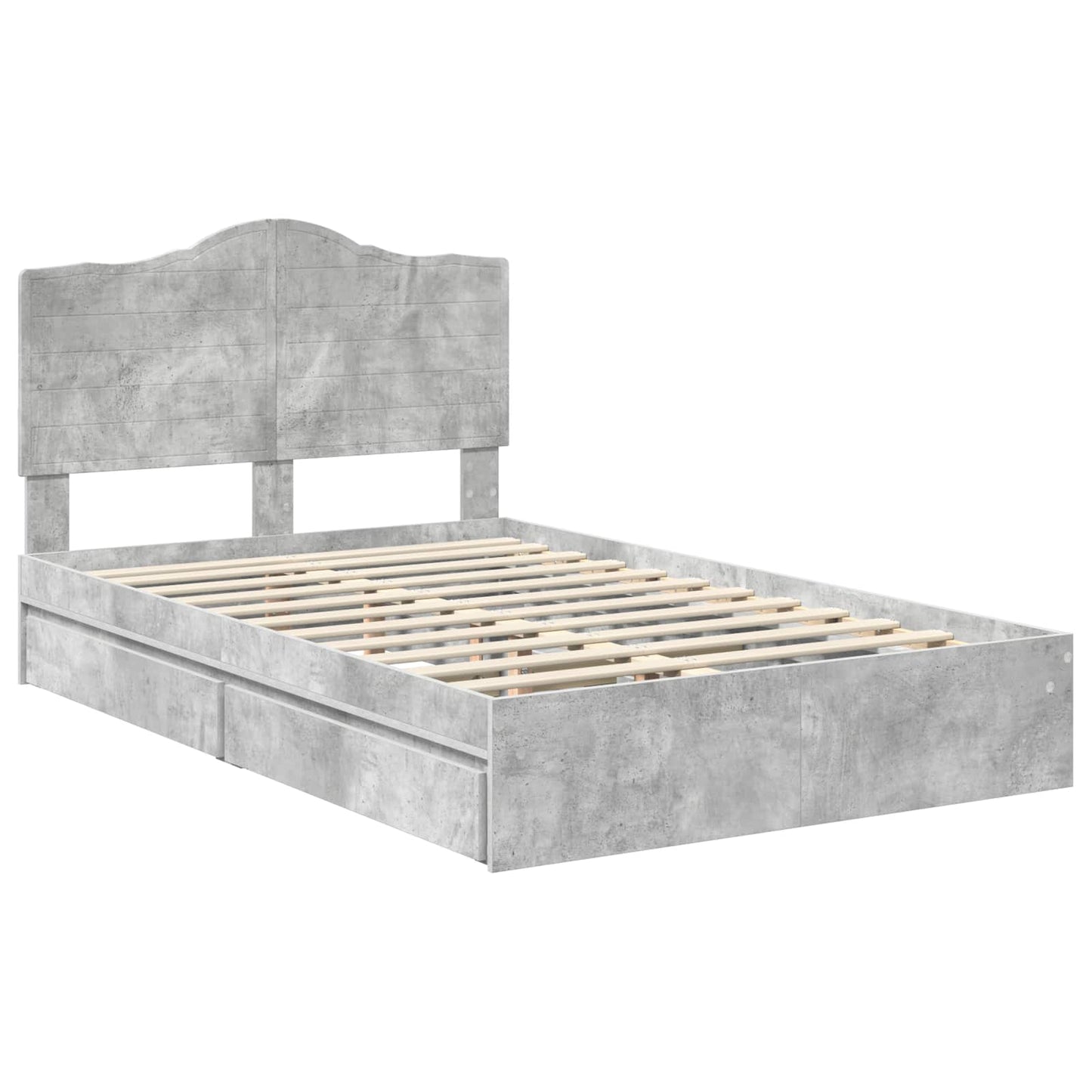 Aufbewahrungsbett Beton Grau 135 x 190 cm Holzwerkstoff