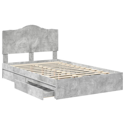 Aufbewahrungsbett Beton Grau 135 x 190 cm Holzwerkstoff