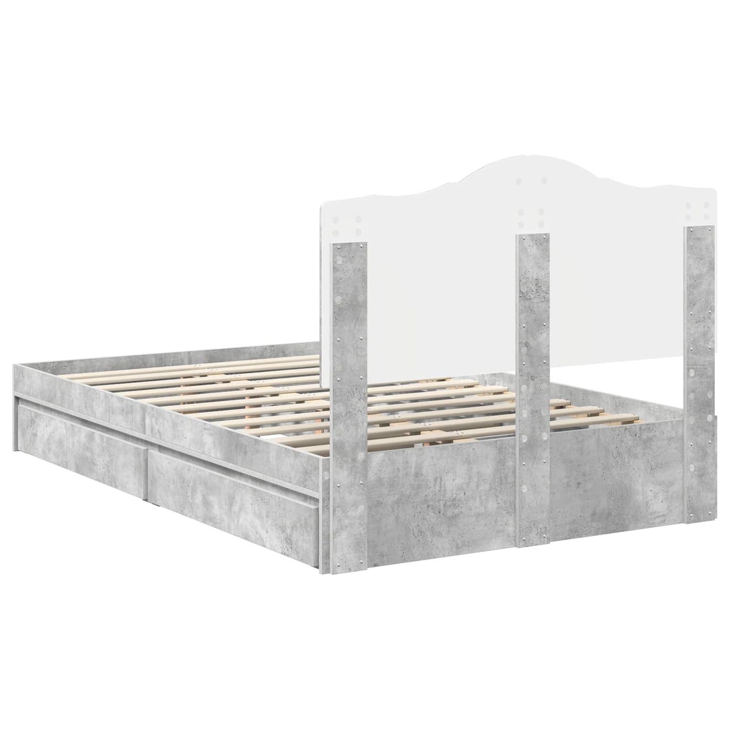 Aufbewahrungsbett Beton Grau 135 x 190 cm Holzwerkstoff