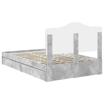 Aufbewahrungsbett Beton Grau 135 x 190 cm Holzwerkstoff