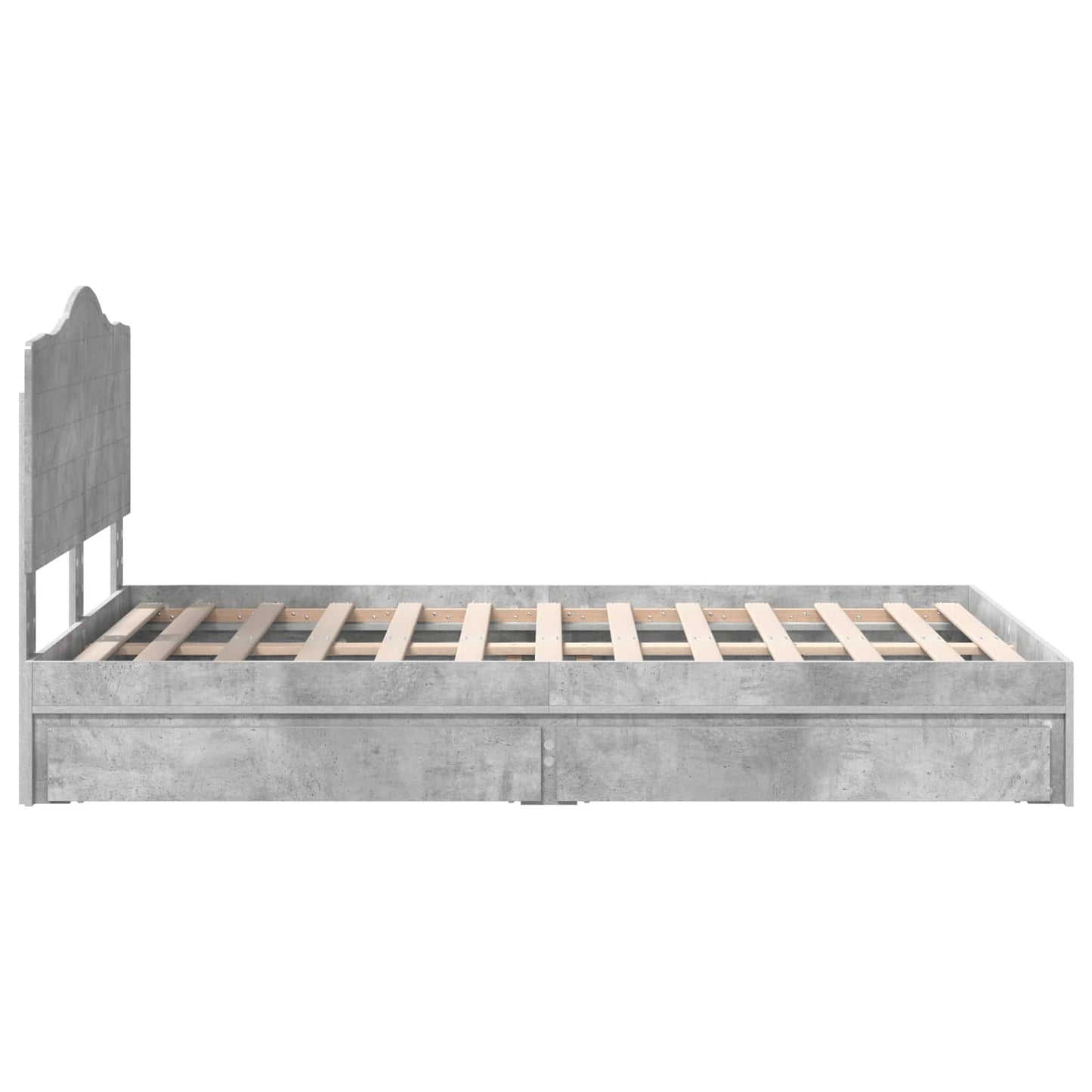 Aufbewahrungsbett Beton Grau 135 x 190 cm Holzwerkstoff