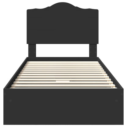 Aufbewahrungsbett Schwarz 75 x 190 cm Holzwerkstoff