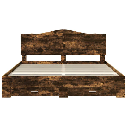 Bettrahmen Geräucherte Eiche 200 x 200 cm Holzwerkstoff