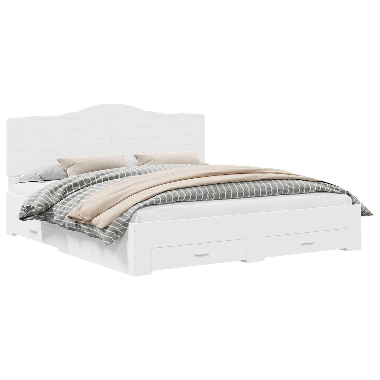 Bettrahmen mit Kopfteil Weiß 180 x 200 cm Holzwerkstoff