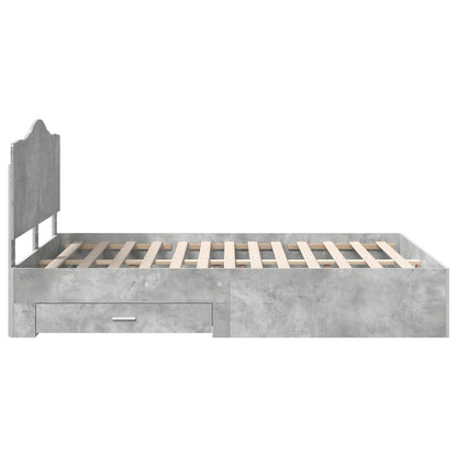 Bettrahmen mit Kopfteil Beton Grau 140 x 200 cm Holzwerkstoff