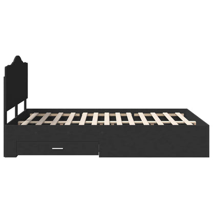vidaXL Bettrahmen mit Kopfteil Schwarz 140 x 190 cm Holzwerkstoff