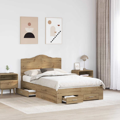 vidaXL Bettrahmen Artisan-Eiche 135 x 190 cm Holzwerkstoff