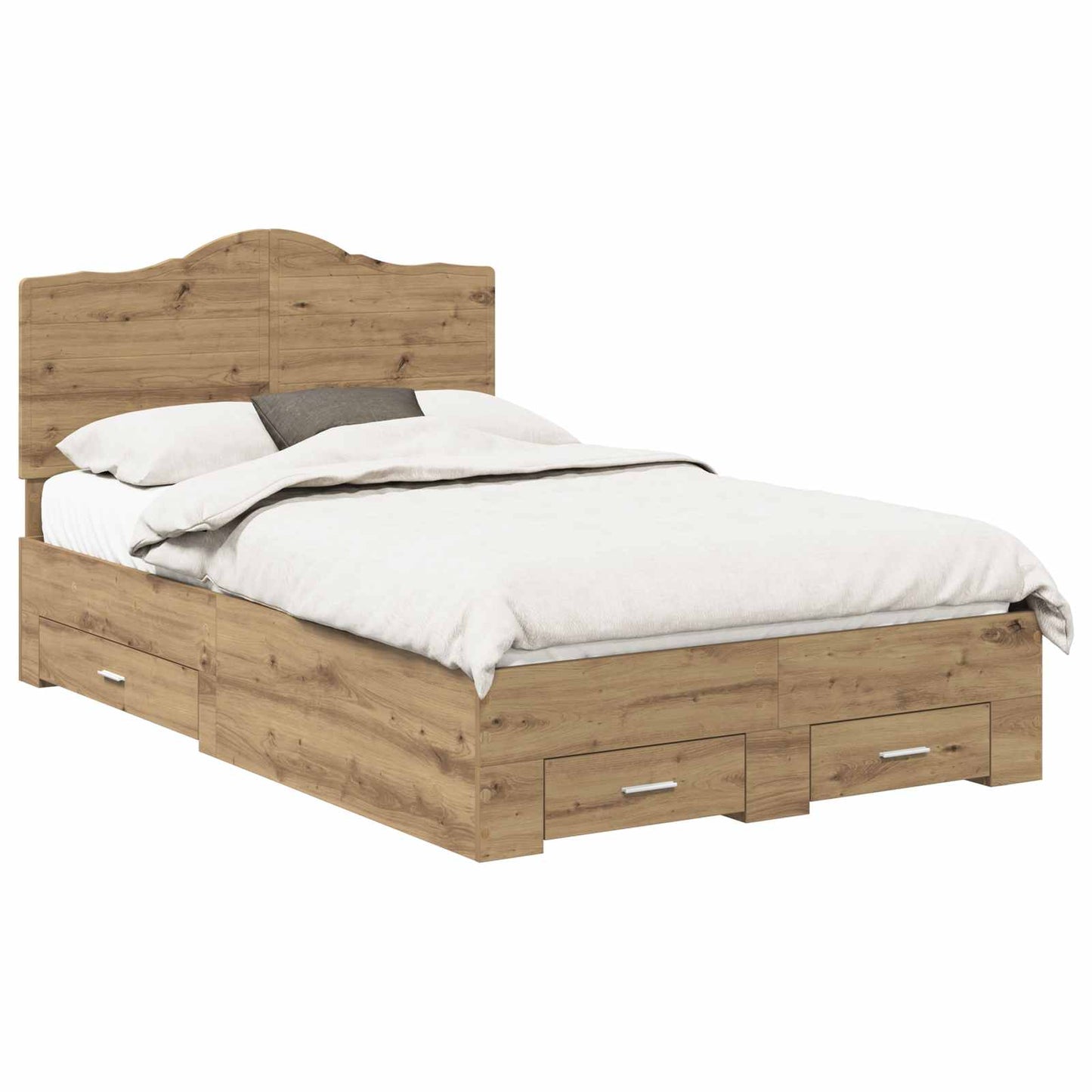 vidaXL Bettrahmen Artisan-Eiche 135 x 190 cm Holzwerkstoff