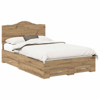 vidaXL Bettrahmen Artisan-Eiche 135 x 190 cm Holzwerkstoff