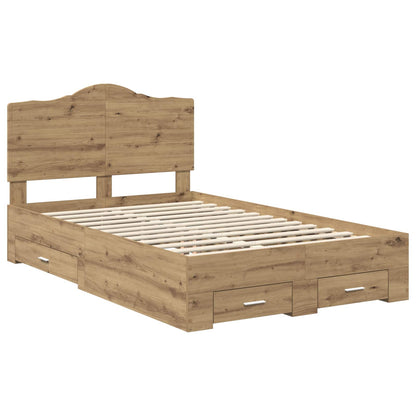 vidaXL Bettrahmen Artisan-Eiche 135 x 190 cm Holzwerkstoff