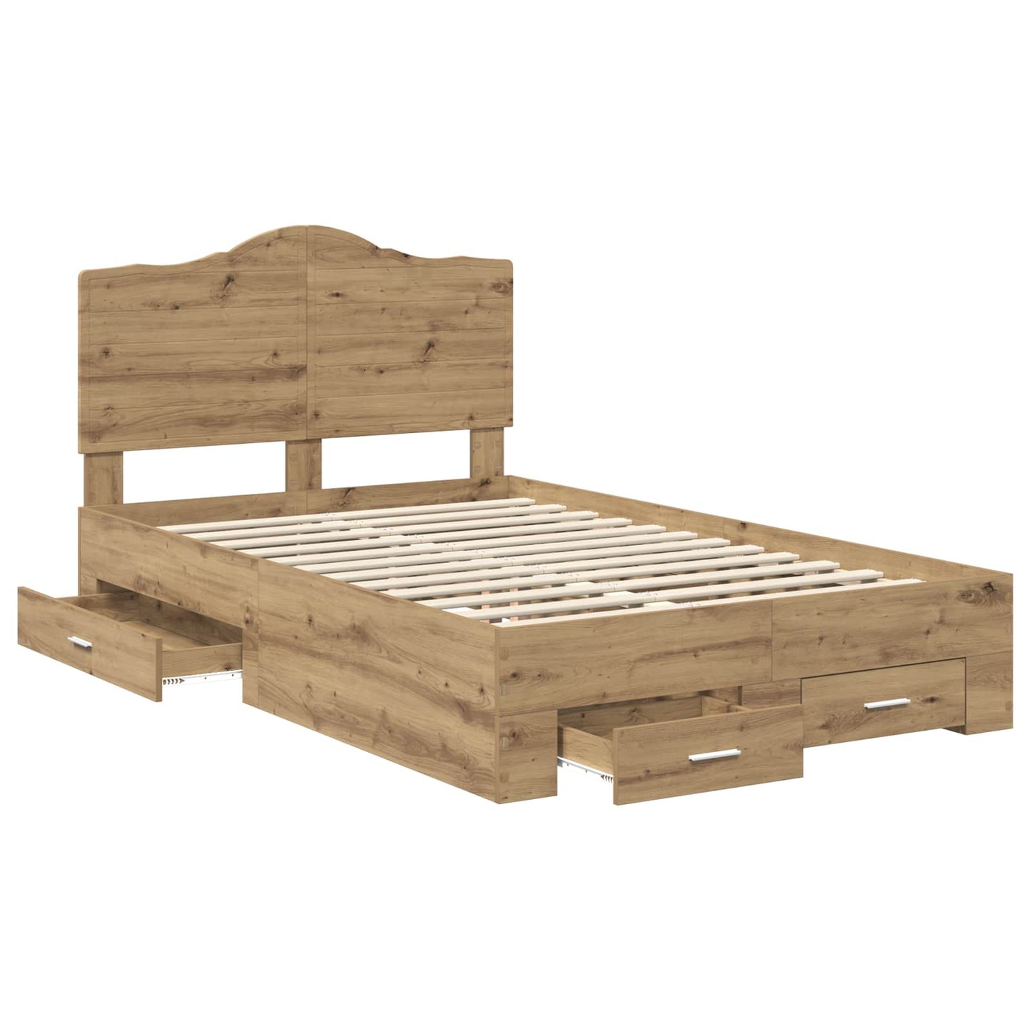 vidaXL Bettrahmen Artisan-Eiche 135 x 190 cm Holzwerkstoff