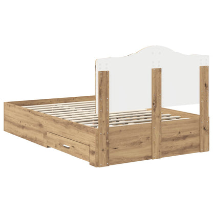 vidaXL Bettrahmen Artisan-Eiche 135 x 190 cm Holzwerkstoff