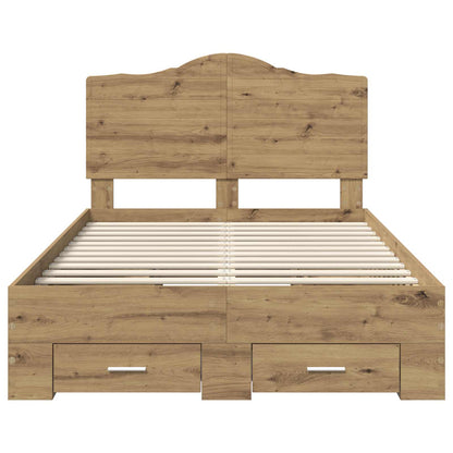 vidaXL Bettrahmen Artisan-Eiche 135 x 190 cm Holzwerkstoff