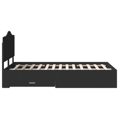 vidaXL Bettrahmen mit Kopfteil Schwarz 120 x 200 cm Holzwerkstoff