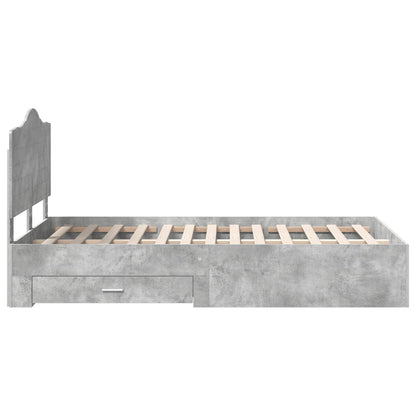 Bettrahmen mit Kopfteil Beton Grau 120 x 190 cm Holzwerkstoff