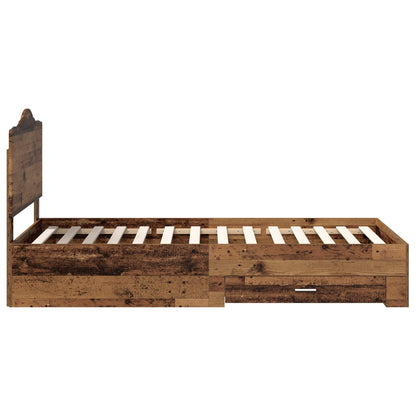 Bettrahmen mit Kopfteil Altholz 100 x 200 cm Holzwerkstoff