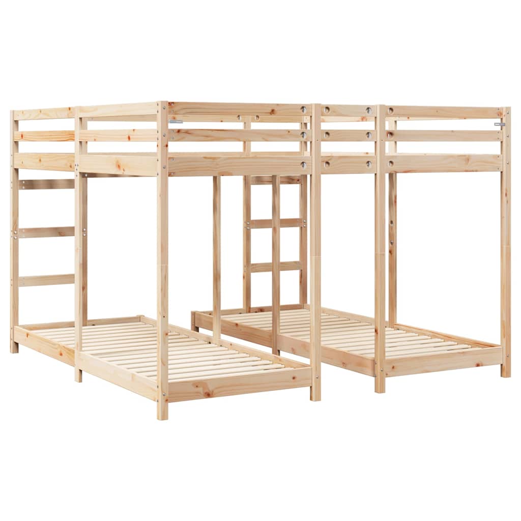 Dreifach Etagenbettrahmen Natur 80 / 200 x 200 cm