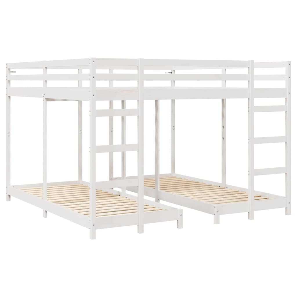 Dreifach Etagenbettrahmen Weiß 200 x 200 cm