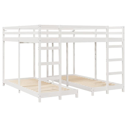 Dreifach Etagenbettrahmen Weiß 200 x 200 cm