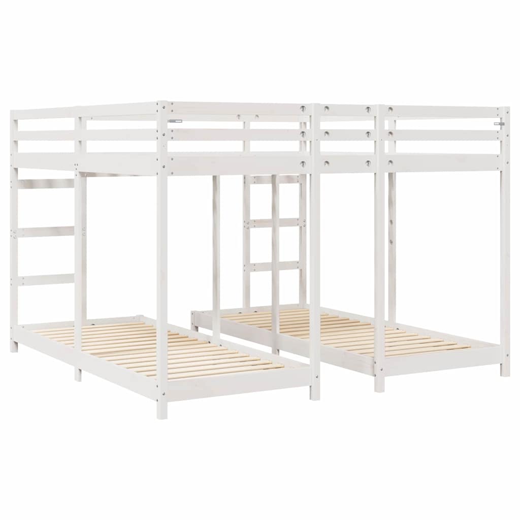 Dreifach Etagenbettrahmen Weiß 200 x 200 cm