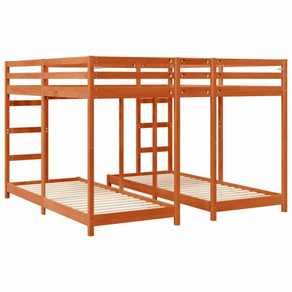 Dreifach Etagenbettrahmen Wachsbraun 200 x 200 cm