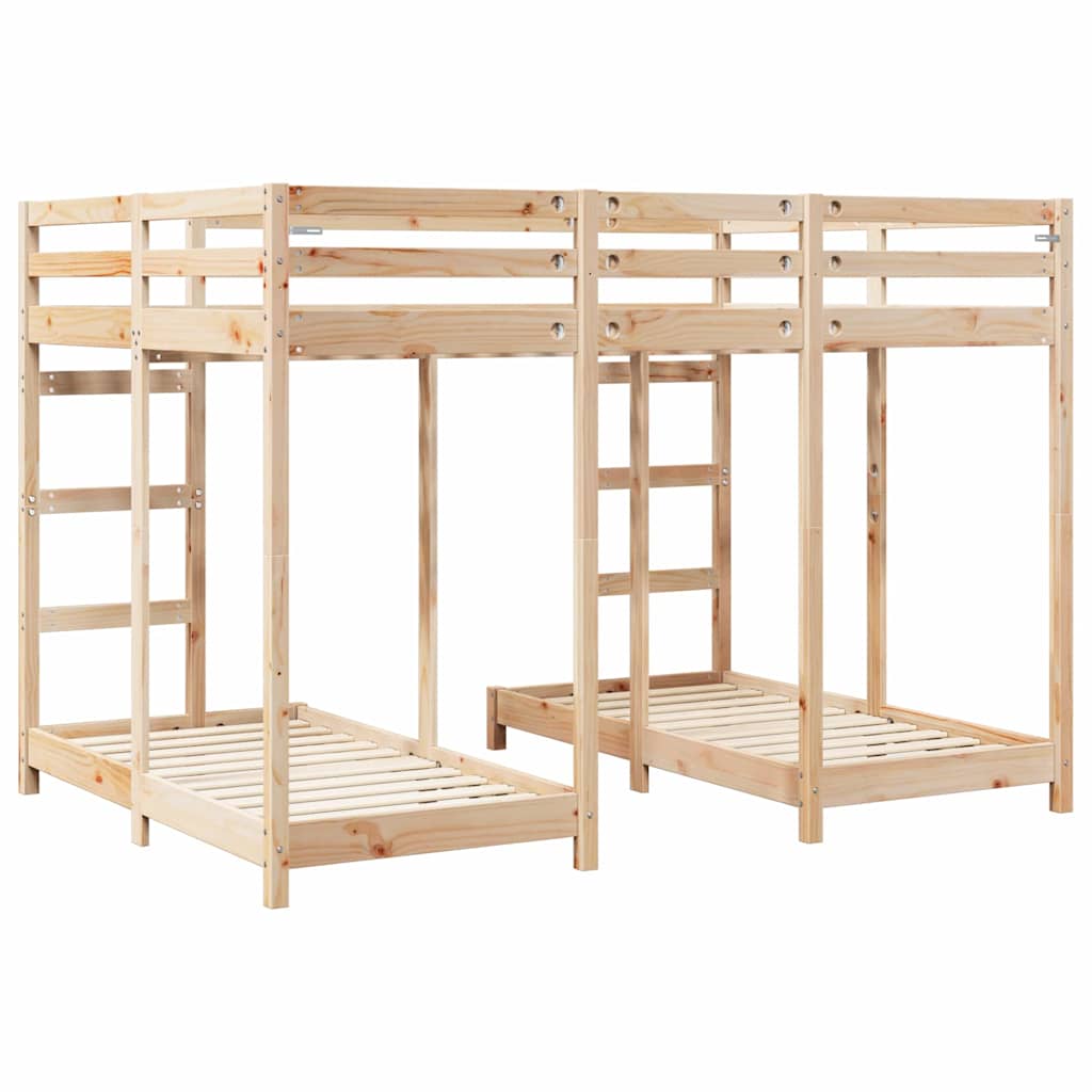 Dreifach Etagenbettrahmen Braun 140 x 200 cm