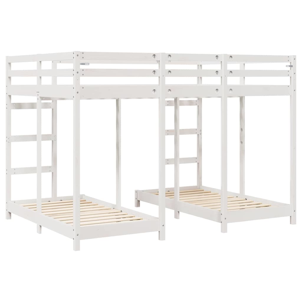 Dreifach Etagenbettrahmen Weiß 140 x 200 cm