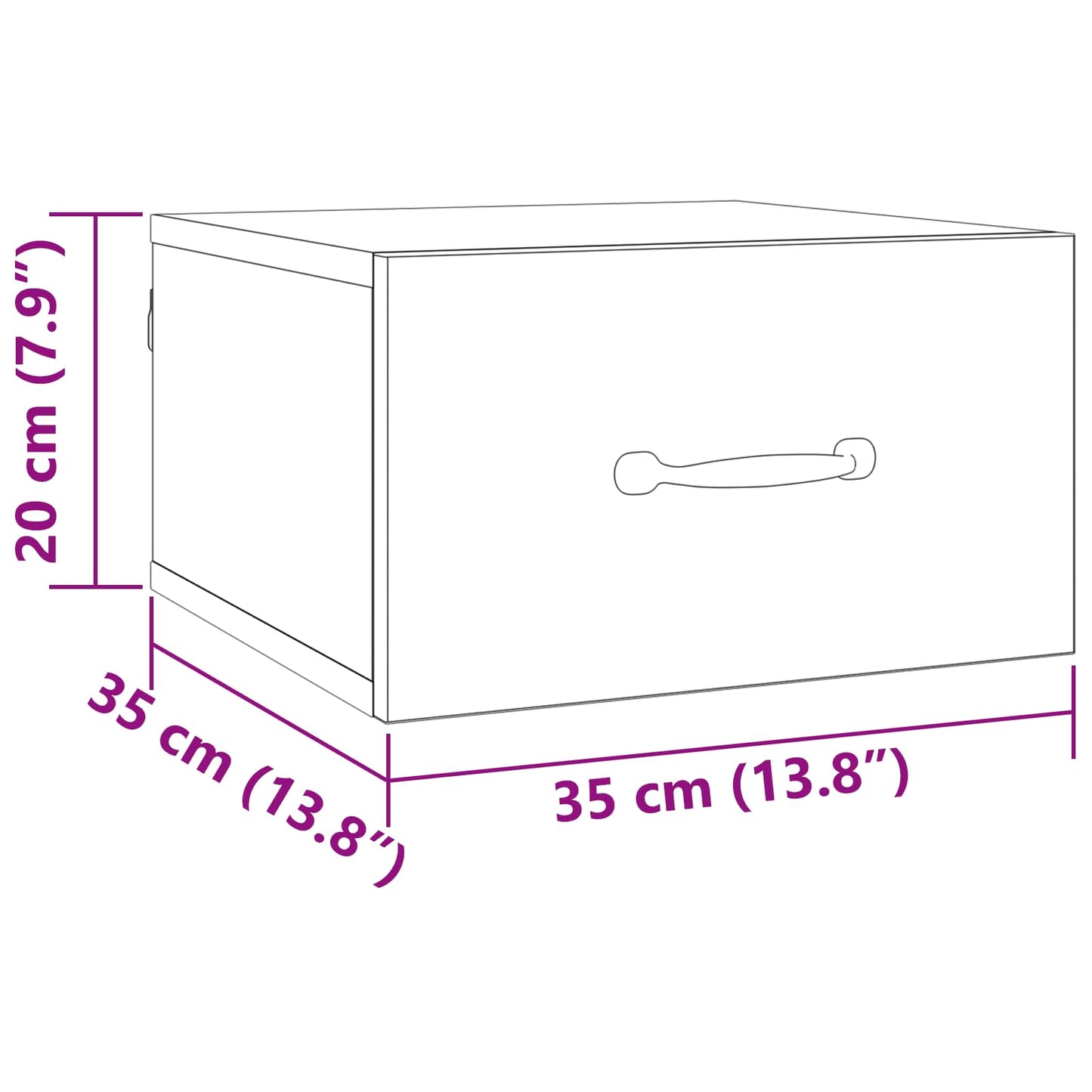 Nachttisch Schwarz Eichen-Optik 35 x 35 x 20 cm Holzwerkstoff