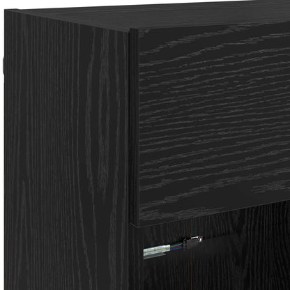 vidaXL TV-Wandschrank Schwarz Eichen-Optik 98,5 x 30 x 60,5 cm
