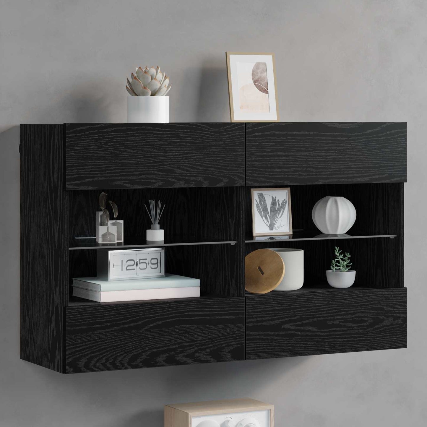 vidaXL TV-Wandschrank Schwarz Eichen-Optik 98,5 x 30 x 60,5 cm