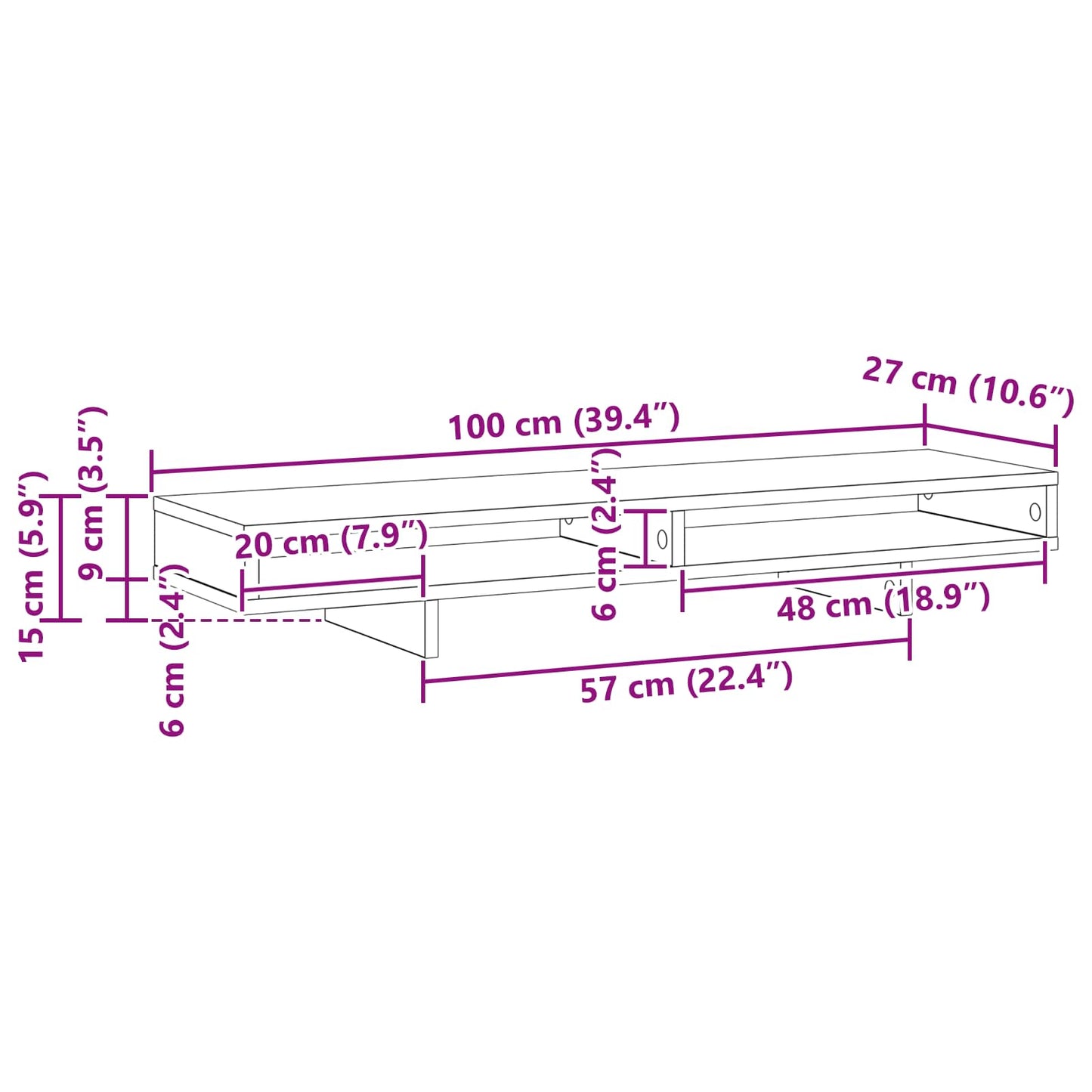Monitor Halterung Schwarz 100 x 27 x 15 cm Holzwerkstoff