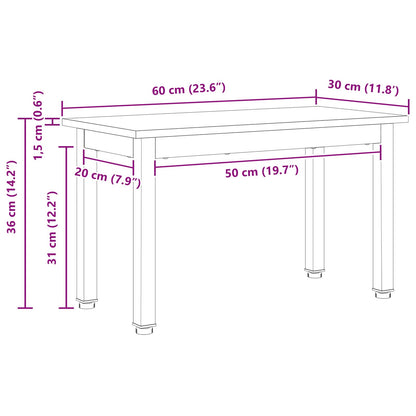 Couchtisch Natur 60 x 30 x 36 cm Massives Kiefernholz