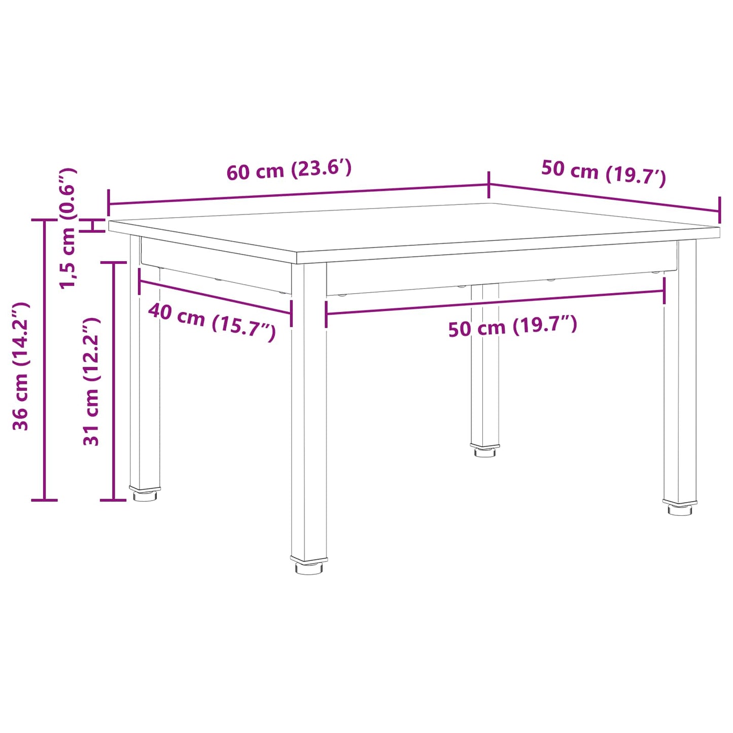 vidaXL Couchtisch Natur 60 x 50 x 36 cm Massives Kiefernholz