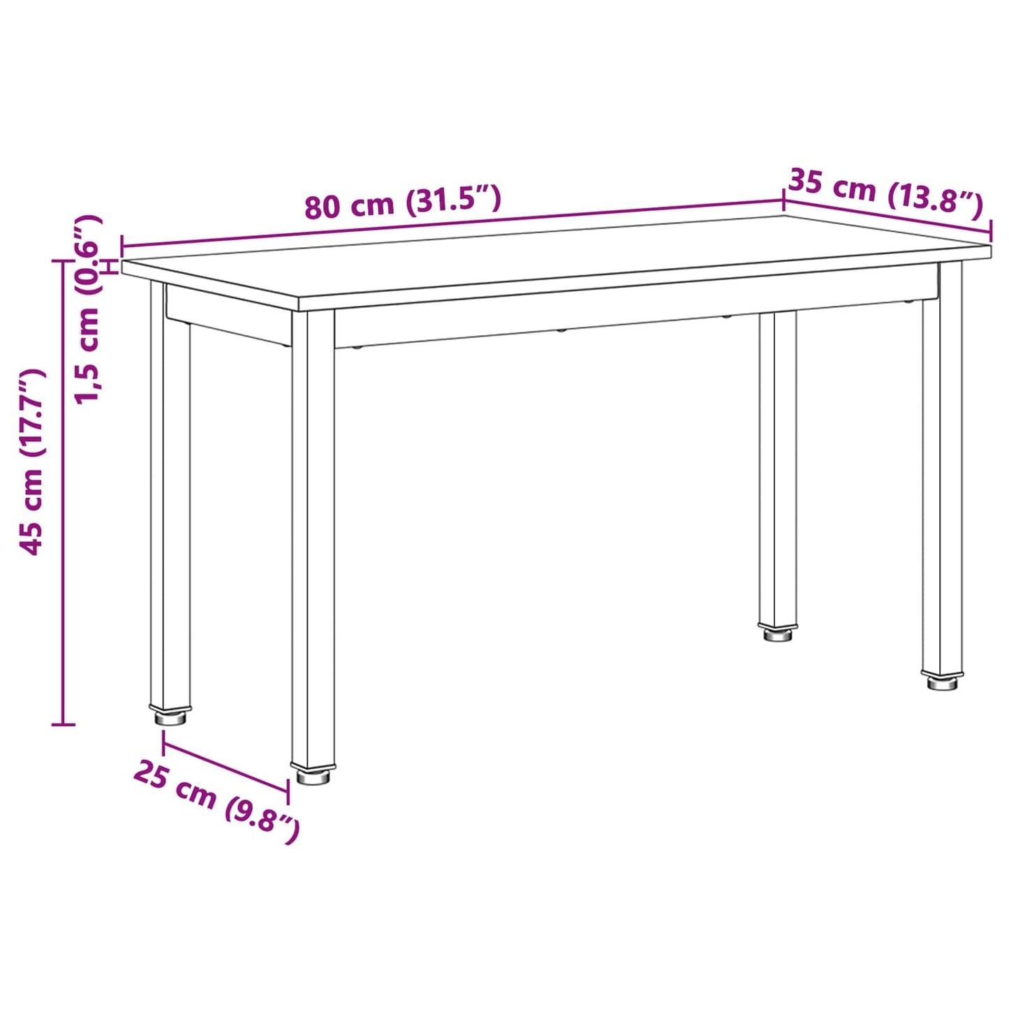 Bank Weiß 80 x 35 x 45 cm Massives Kiefernholz