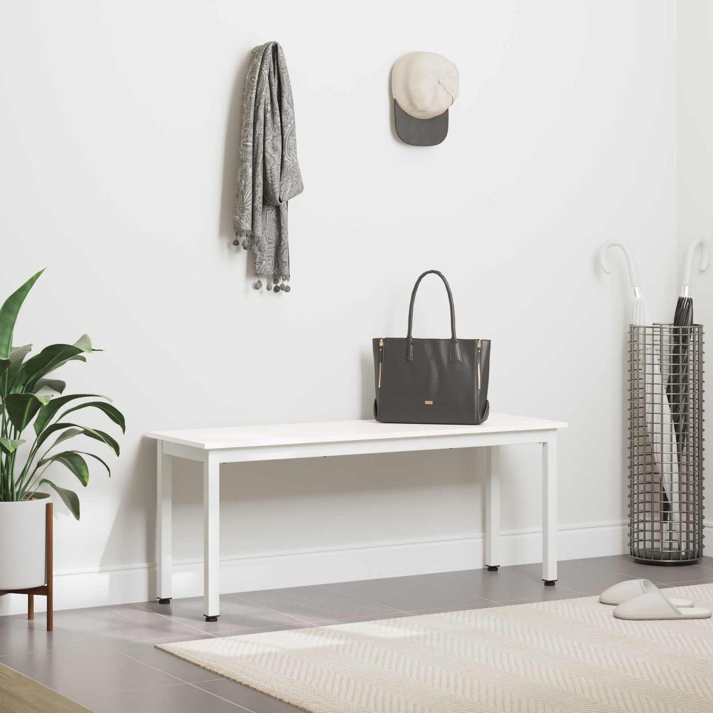 Bank Weiß 110 x 35 x 45 cm Massives Kiefernholz