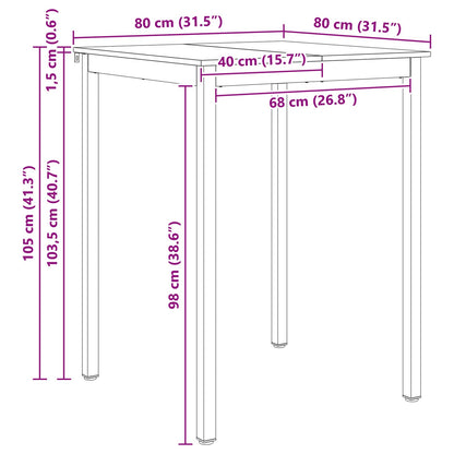 Bartisch Weiß 80 x 80 x 105 cm Massives Kiefernholz