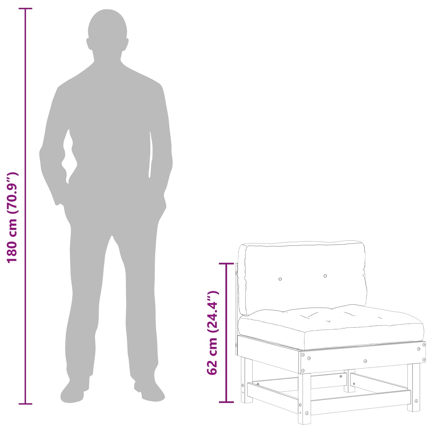 Garten Mittelssofa Massives Kiefernholz Wachsbraun