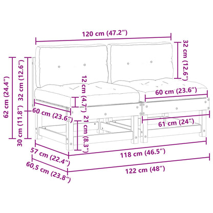 Garten Mittelssofa Massives Kiefernholz Wachsbraun