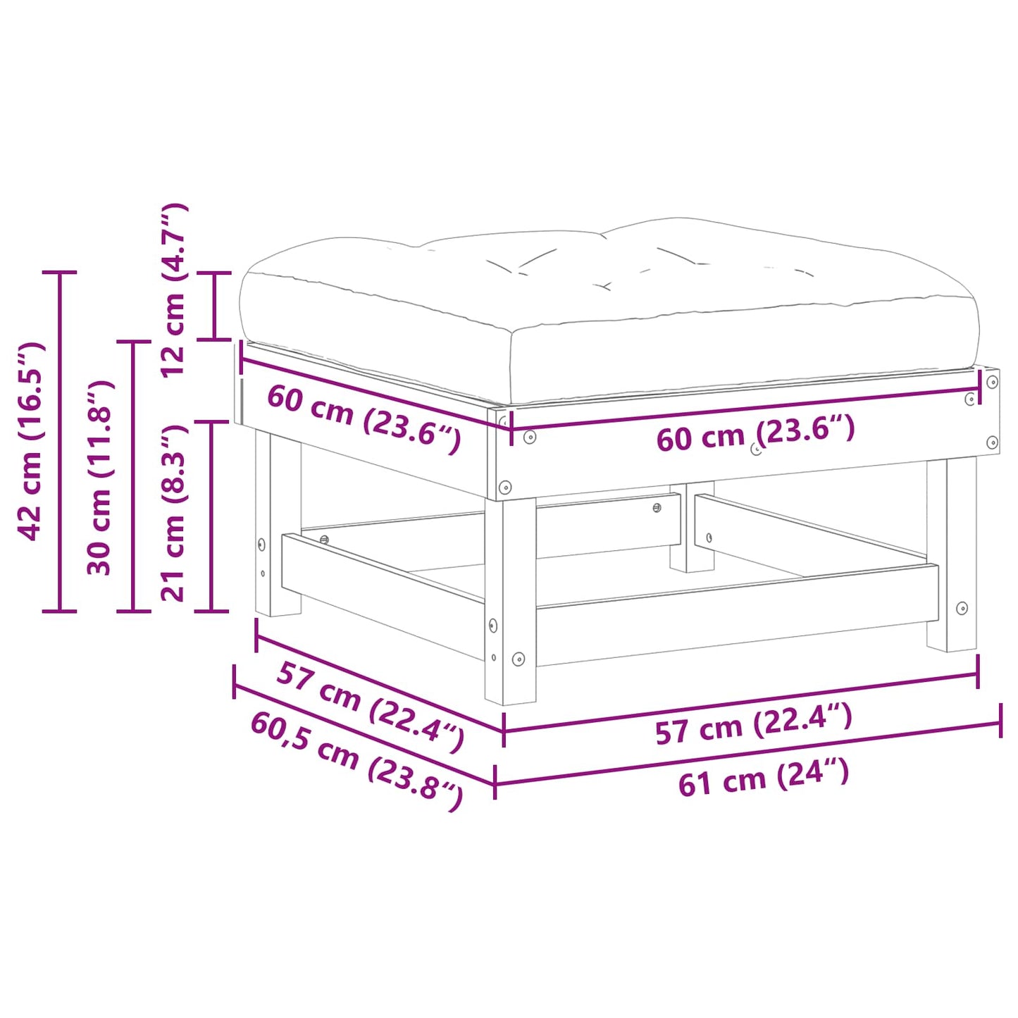 Gartenfußstütze Massives Kiefernholz Wachsbraun