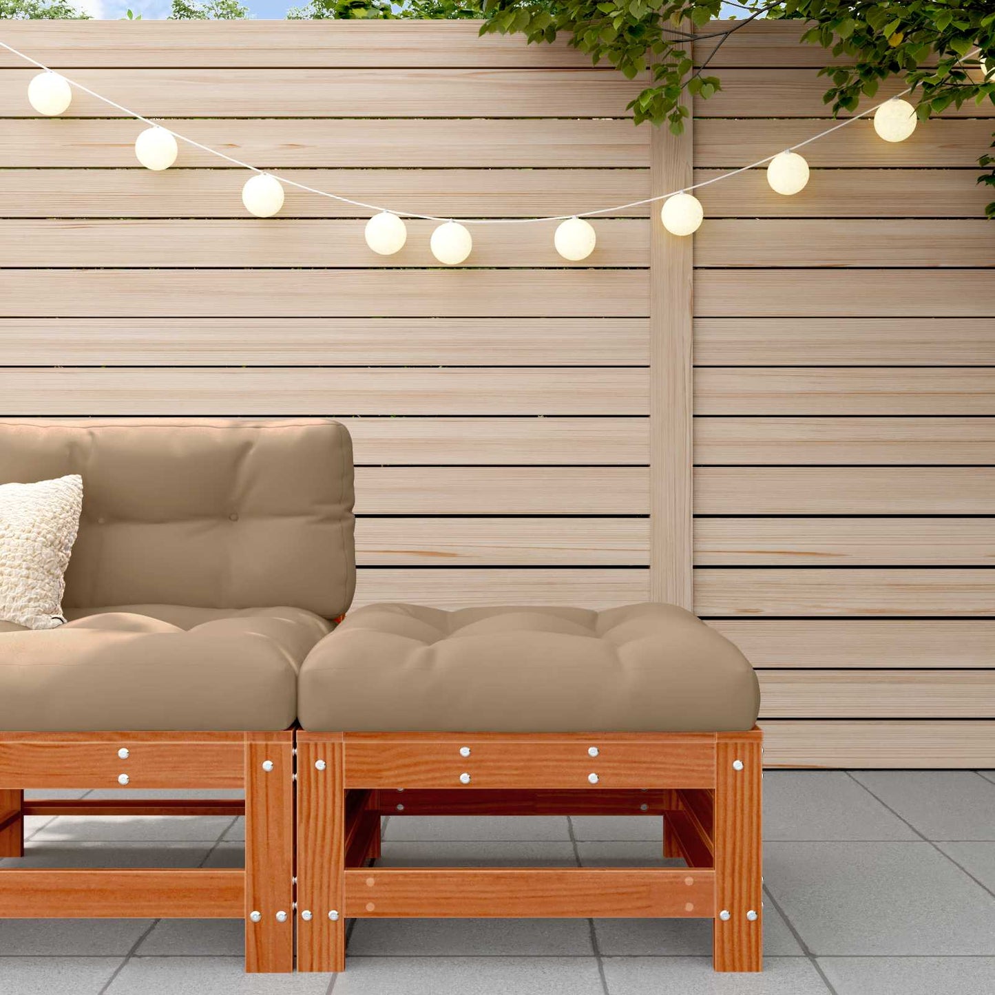 Gartenfußstütze Massives Kiefernholz Wachsbraun