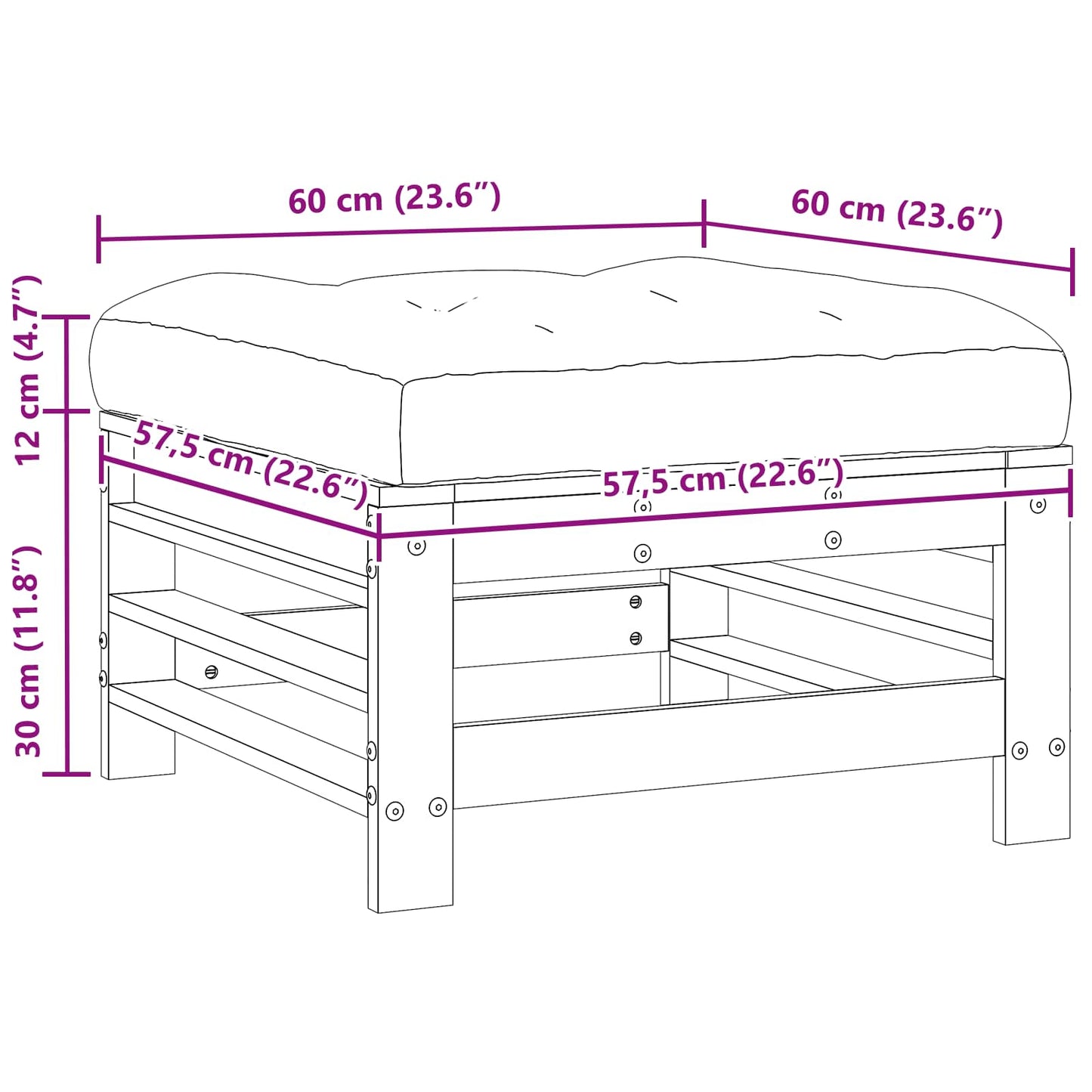 Gartenfußstütze Massives Kiefernholz Wachsbraun
