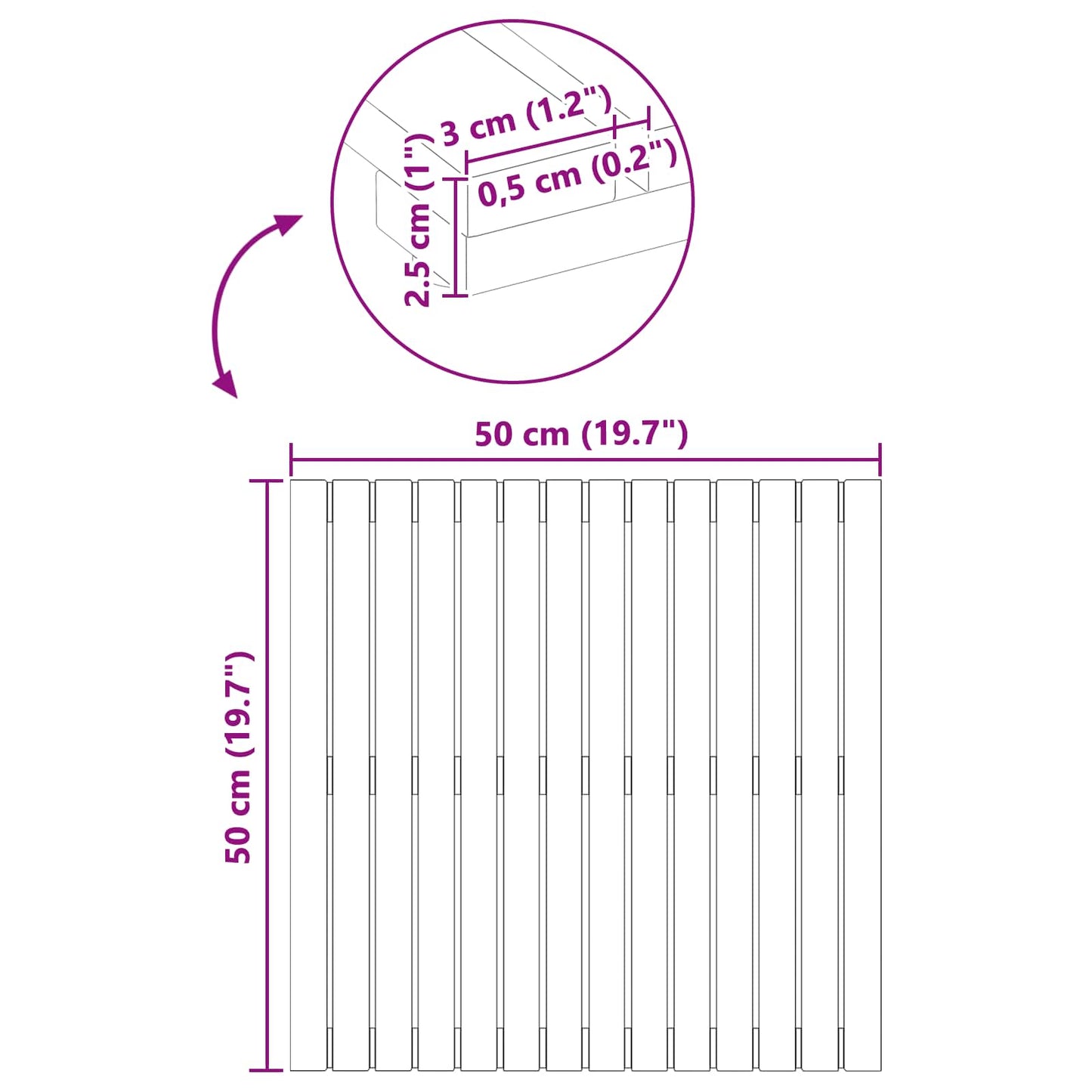Badematte Uni Braun 50 x 50 cm Holz