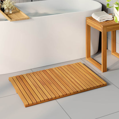 Badematte Uni Braun 80 x 50 cm Holz