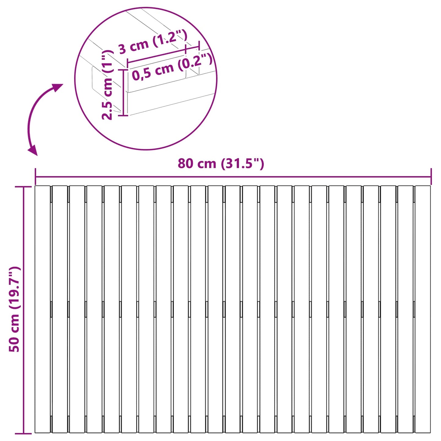 Badematte Uni Braun 80 x 50 cm Holz