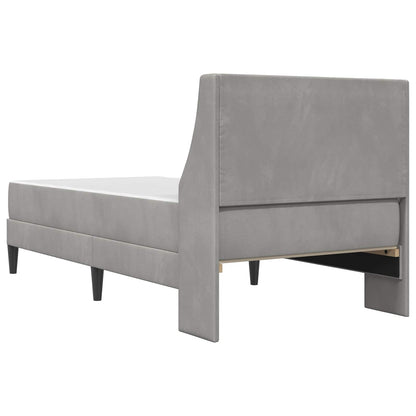 Bettgestell mit Matratze mit Matratze Hellgrau 90 x 200 cm Samt